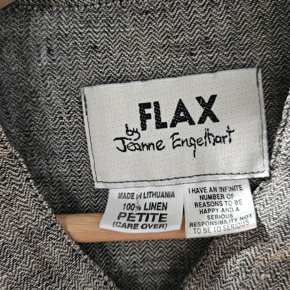 Flax Linen Button Down Charcoal Grey Tunic Top - image 4